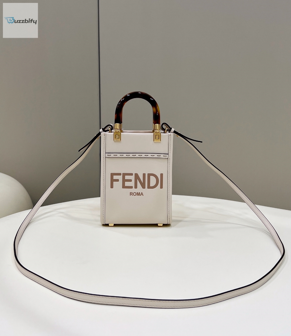 Fendi Sunshine Shopper White Mini Bag For Woman 13cm/5in 