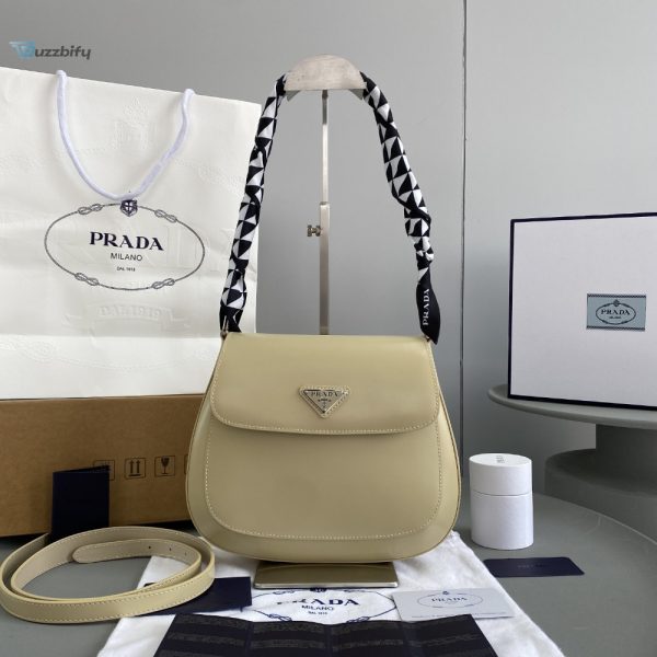 prada cleo brushed shoulder bag with flap beige for women womens bags 9in23cm buzzbify 1