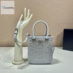 prada small satin tote bag with crystals silver for women womens bags 6 1