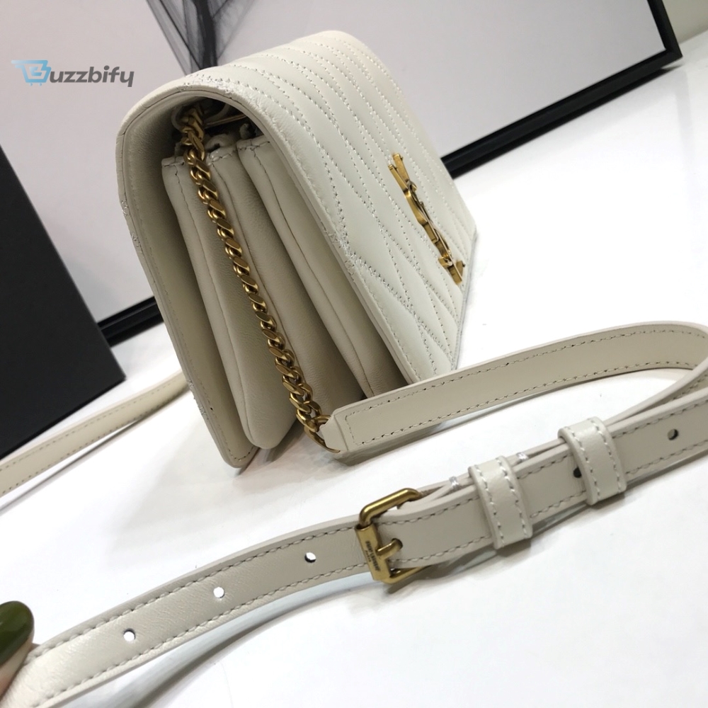 Saint Laurent Angie Patent Handbag White For Women 8.6in/22cm YSL 