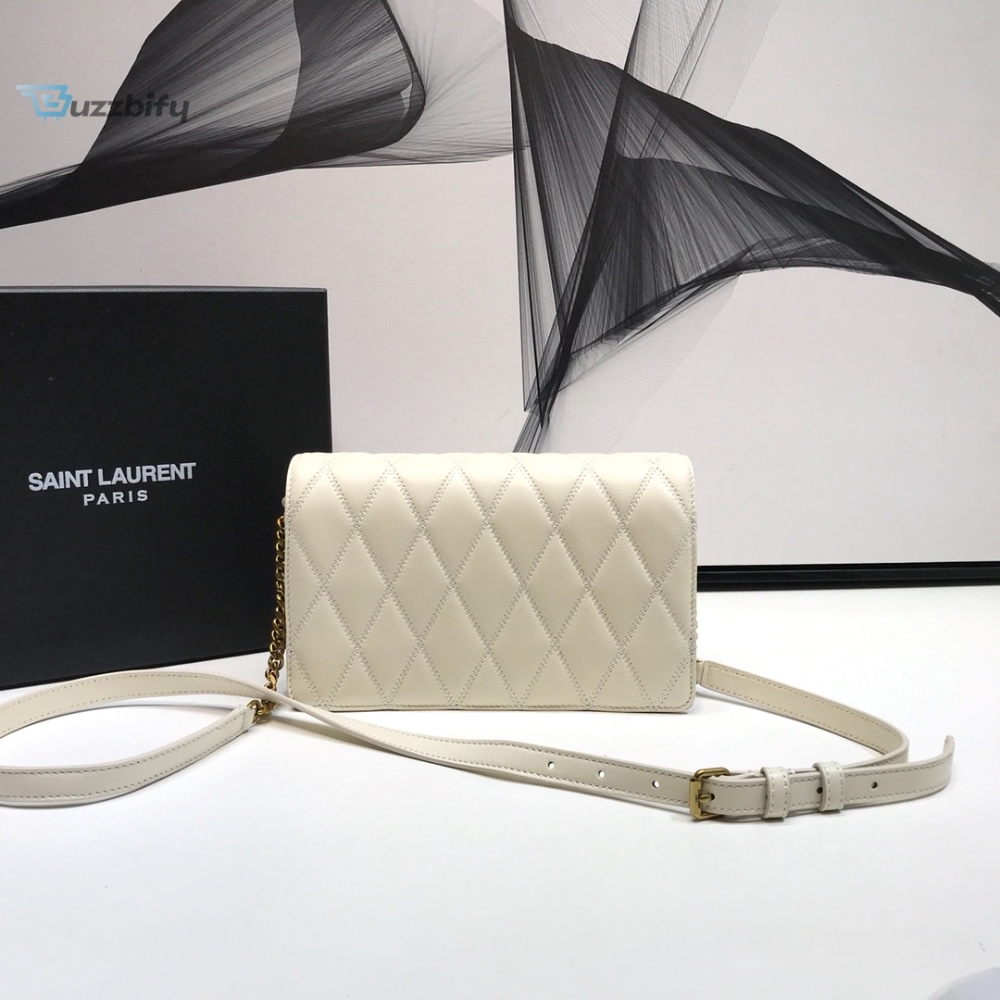 Saint Laurent Angie Patent Handbag White For Women 8.6in/22cm YSL 