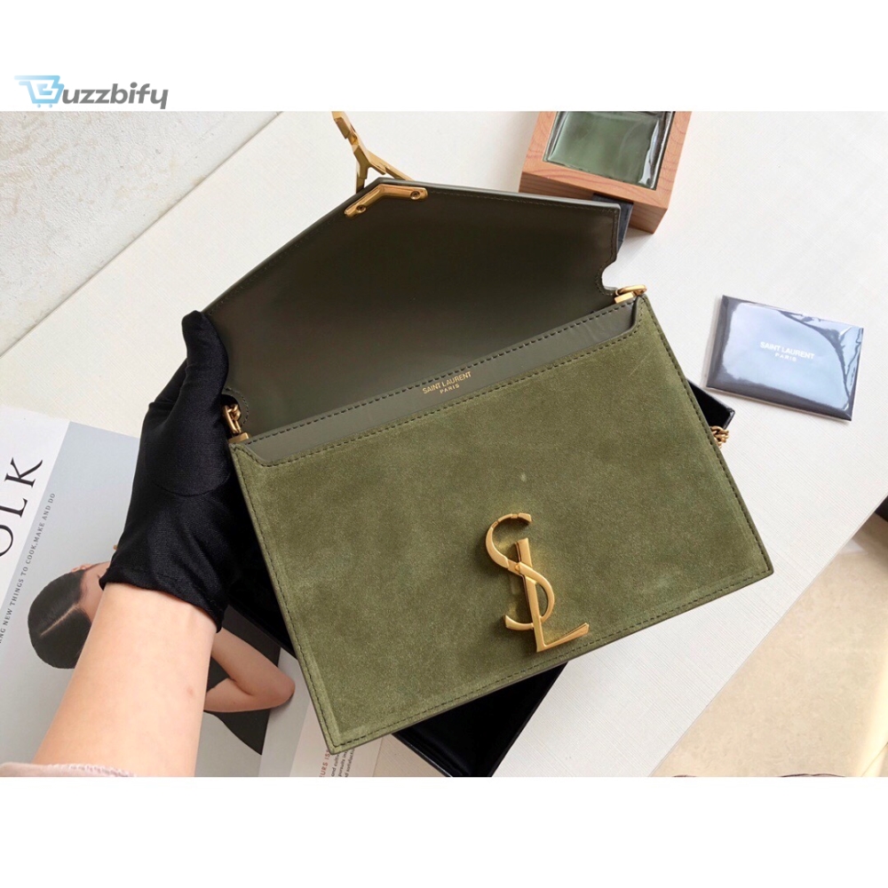 Saint Laurent Cassandra Medium Chain Bag In Box And Velvet Green For Women 8.6In22cm Ysl