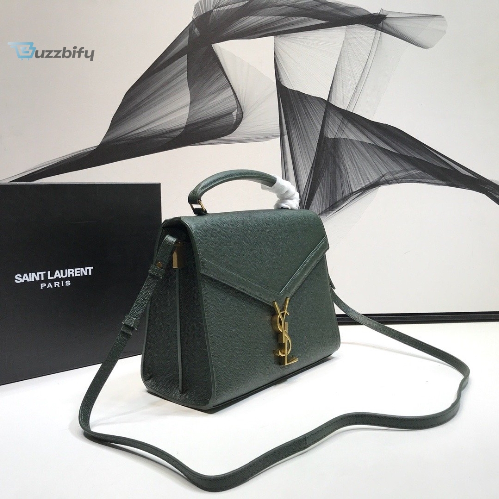 Saint Laurent Cassandra Medium Top Handle Bag In Grain Dark Green For Women 9.6In24.5Cm Ysl