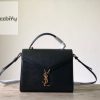 saint laurent cassandra medium top handle bag in grain de poudre embossed black for women 9