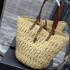 saint laurent hollow straw woven tote bag yellow for women womens bags 21