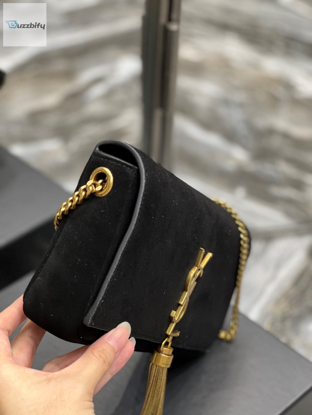 Saint Laurent Kate 99 Chain Bag With Tassel Black For Women, Women’s Bags 10.2in/26cm YSL 