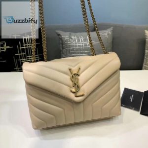 saint laurent loulou small chain bag in matelasse y beige for women 9 10