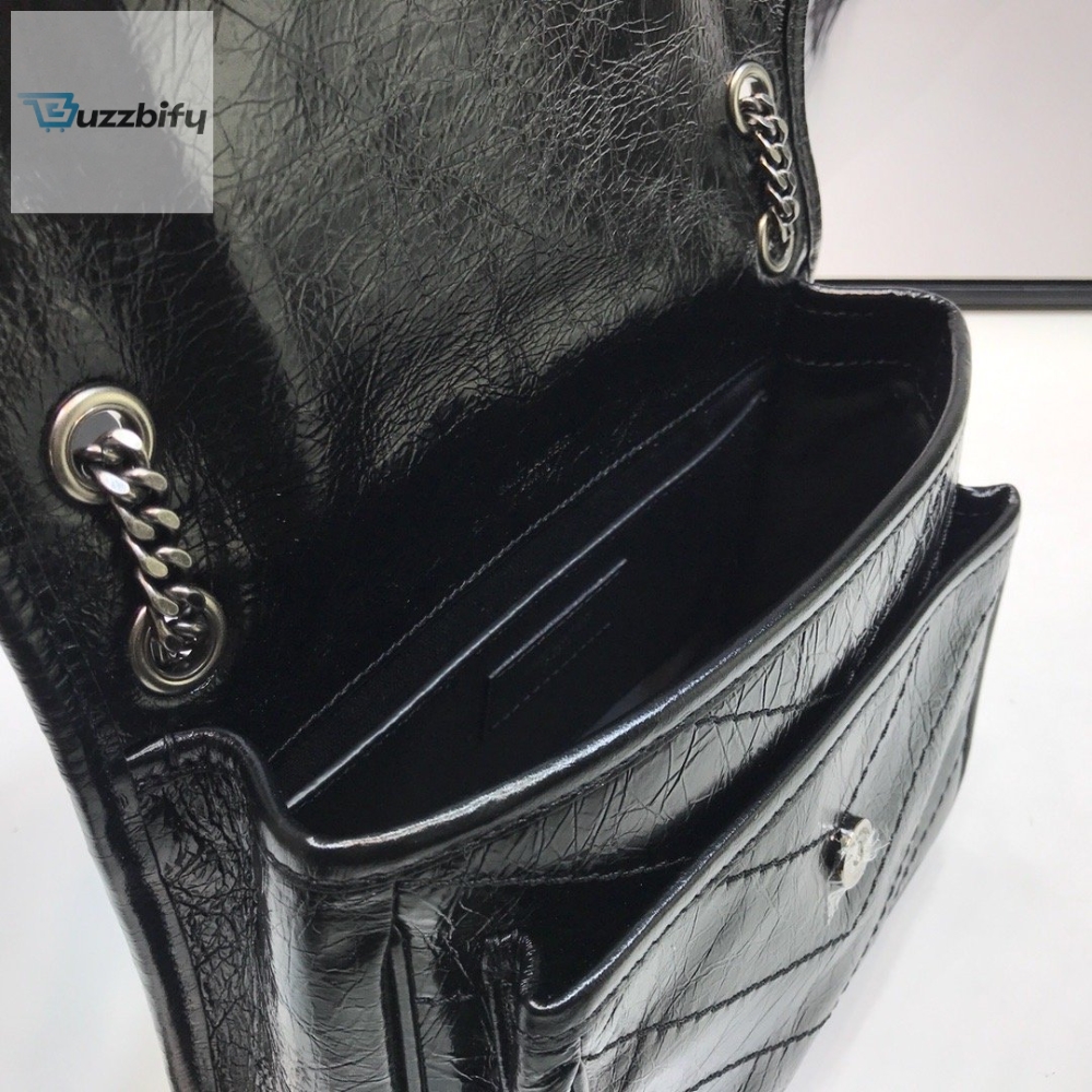 Saint Laurent Niki Baby Chain Bag In Crinkled Vintage Black For Women 8.2in/21cm YSL 6331600EN041000 