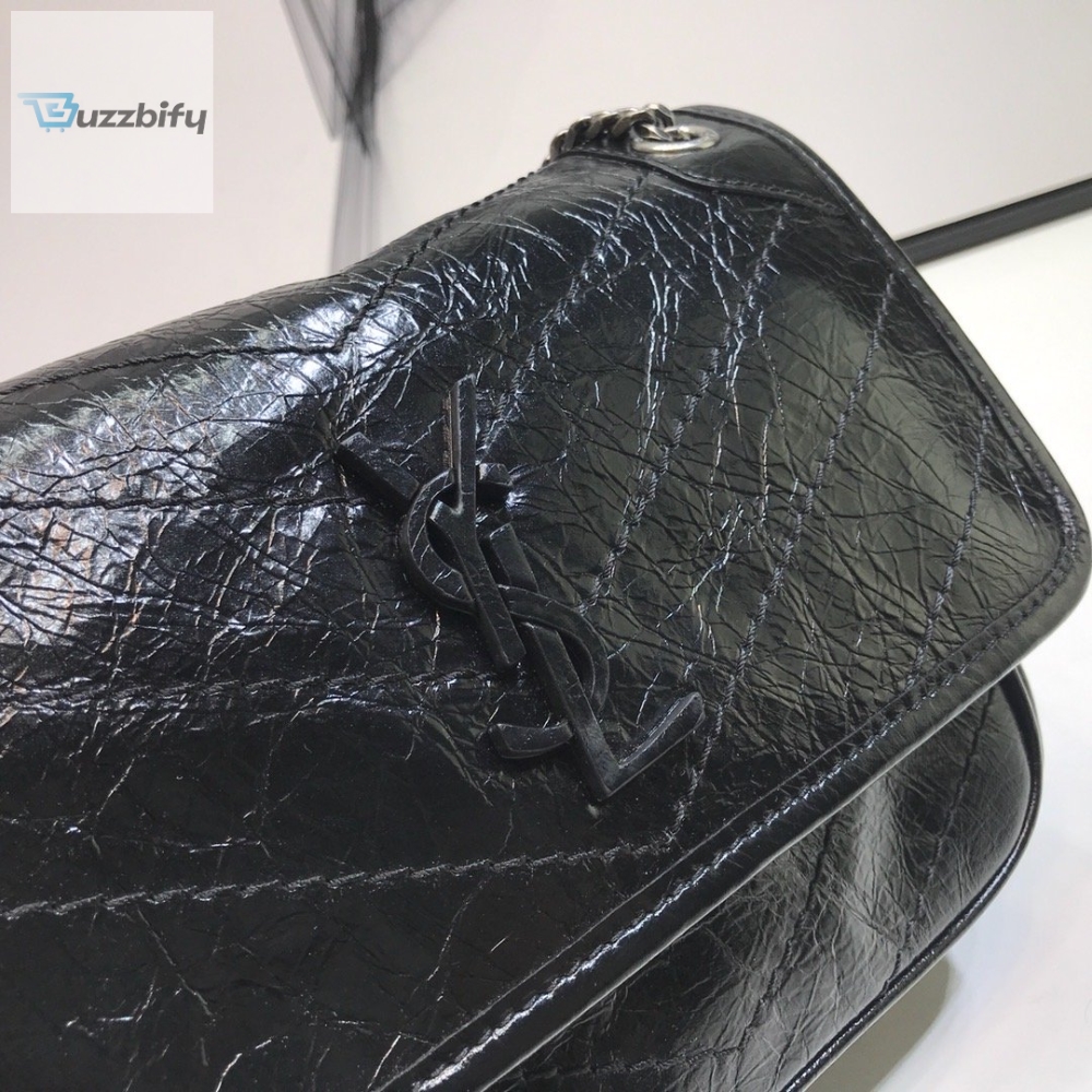 Saint Laurent Niki Baby Chain Bag In Crinkled Vintage Black For Women 8.2in/21cm YSL 6331600EN041000 