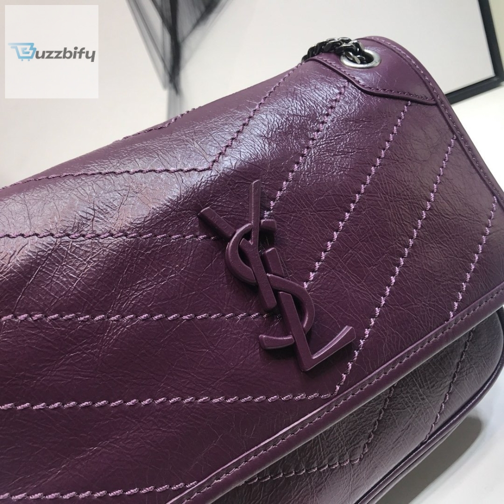 Saint Laurent Niki Baby Chain Bag In Crinkled Vintage Dark Violet For Women 8.2In21cm Ysl