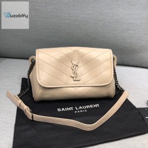 saint laurent niki medium crinkled shoulder bag beige for women 11in28cm ysl buzzbify 1