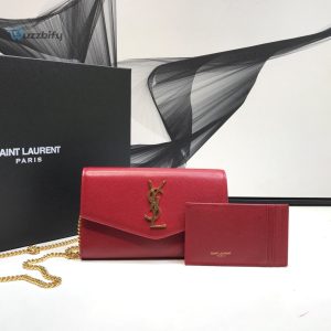 saint laurent uptown chain wallet red for women 7 10