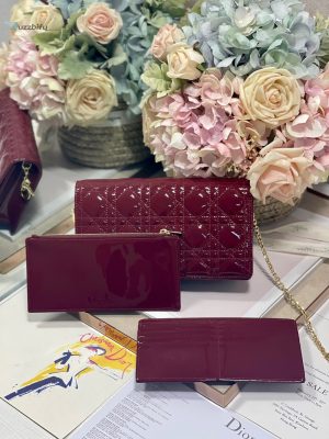 christian dior lady dior pouch maroon for women womens handbags 85in21