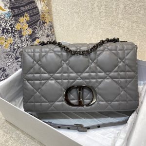 Christian Dior Metallic Silver Leather Micro Cannage Diorama Small Flap Bag