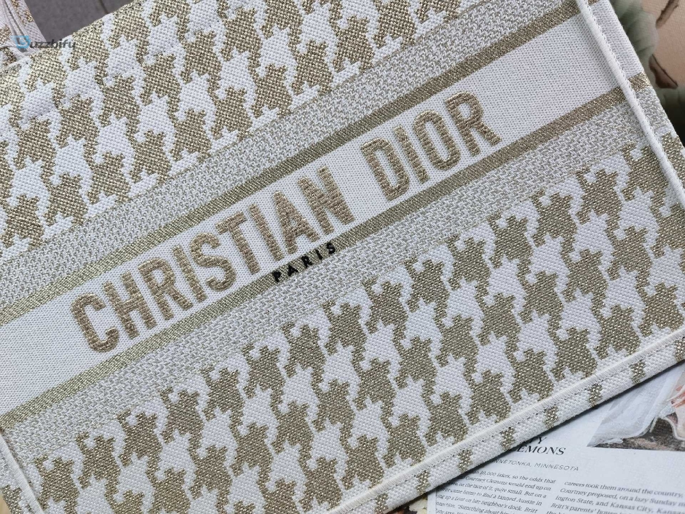 Christian Dior Medium Dior Book Tote Gold White For Women Womens Handbags 14In36cm Cd