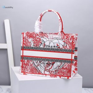 christian dior medium dior book tote red multicolor for women womens handbags 14in36cm cd name embroidery upon request buzzbify 1 1