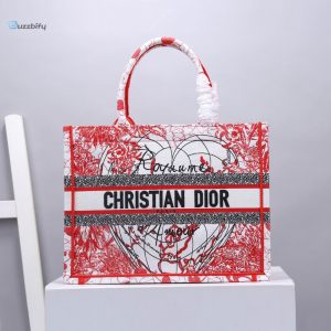 christian dior medium dior book tote red multicolor for women womens handbags 14in36cm cd name embroidery upon request buzzbify 1