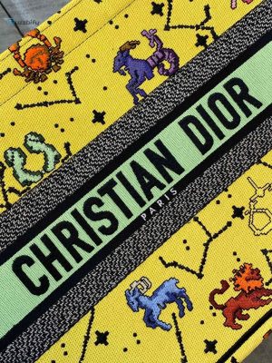 christian dior medium dior book tote crystal-embellished yellow multicolor for women womens handbags 26 26in 26 26cm cd name embroidery upon request buzzbify 26 26