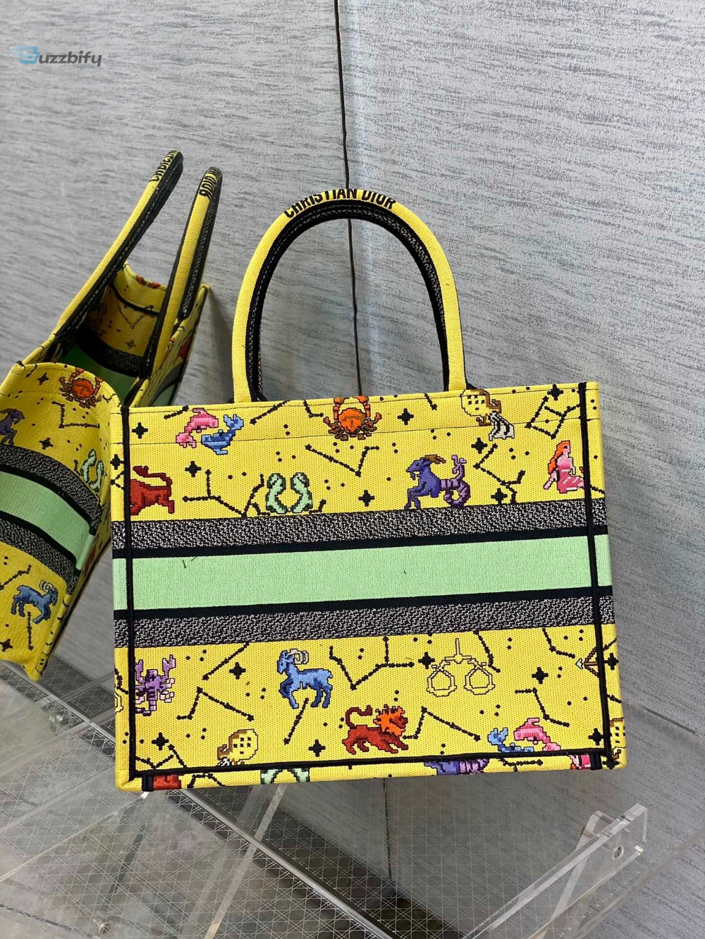 Christian Dior Medium Dior Book brown Tote Yellow Multicolor, For Women, Womens Handbags 14in/36cm CD (Name Embroidery Upon Request) 