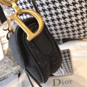 christian dior saddle bag black oblique embroidered canvas gold toned hardware for women 15 15cm 1 15in cd buzzbify 15 15