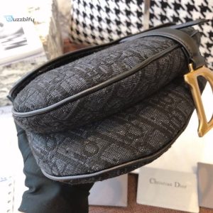 christian dior saddle bag black oblique embroidered canvas gold toned hardware for women 25cm 20in cd buzzbify 2 2