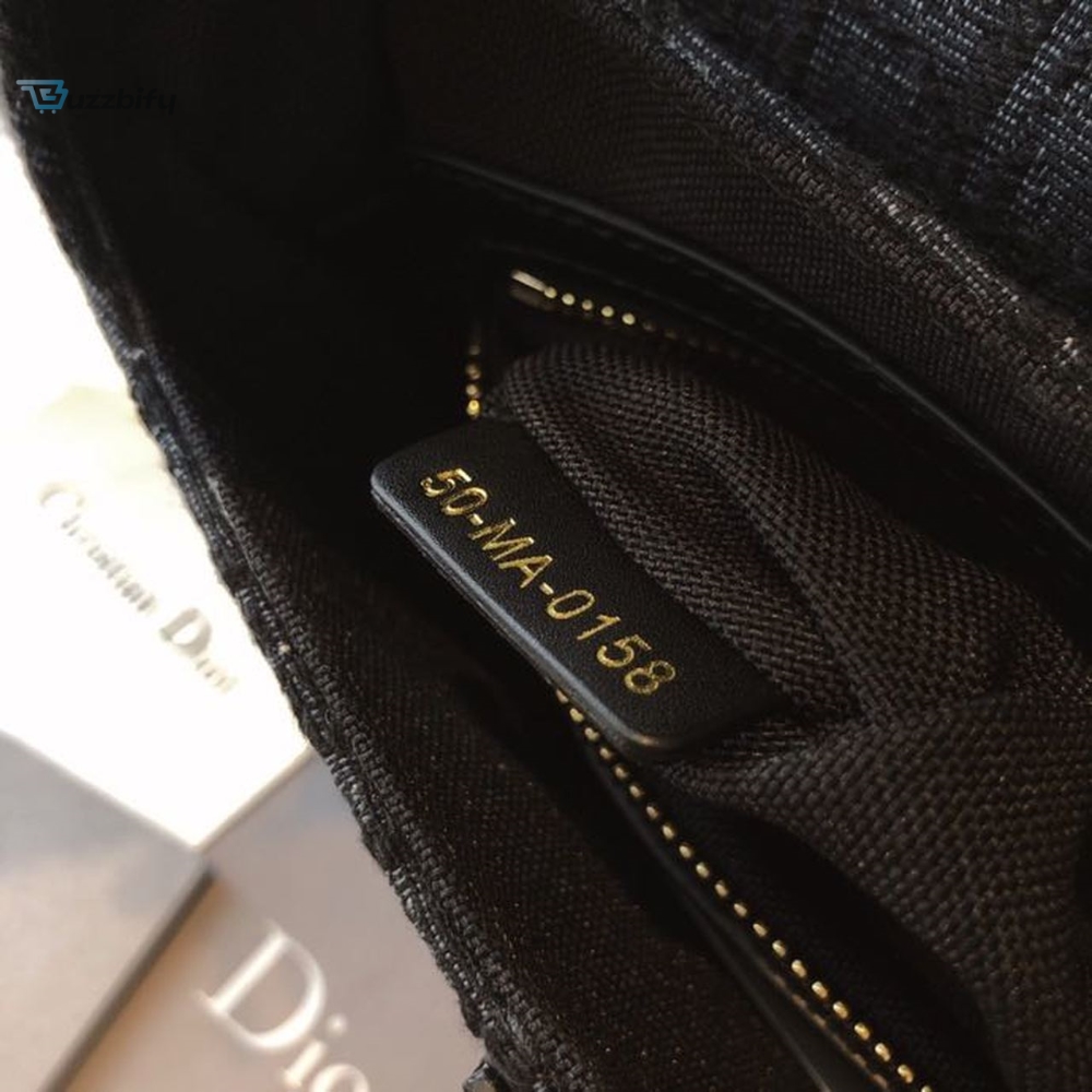 Christian Dior Saddle Bag Black Oblique Embroidered Canvas Gold Toned Hardware For Women 25cm/10in CD 