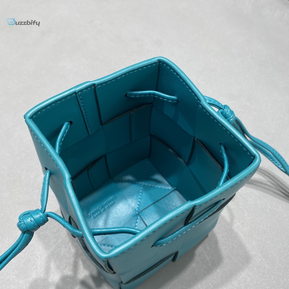 Bottega Veneta Mini Cassette Bucket Bag Blue, For Women, Women�s Bags 5.5in/14cm 
