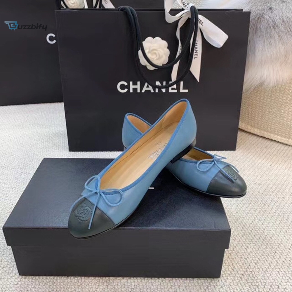 Chanel Ballerina Flats Blue For Women Womens Shoes G02819