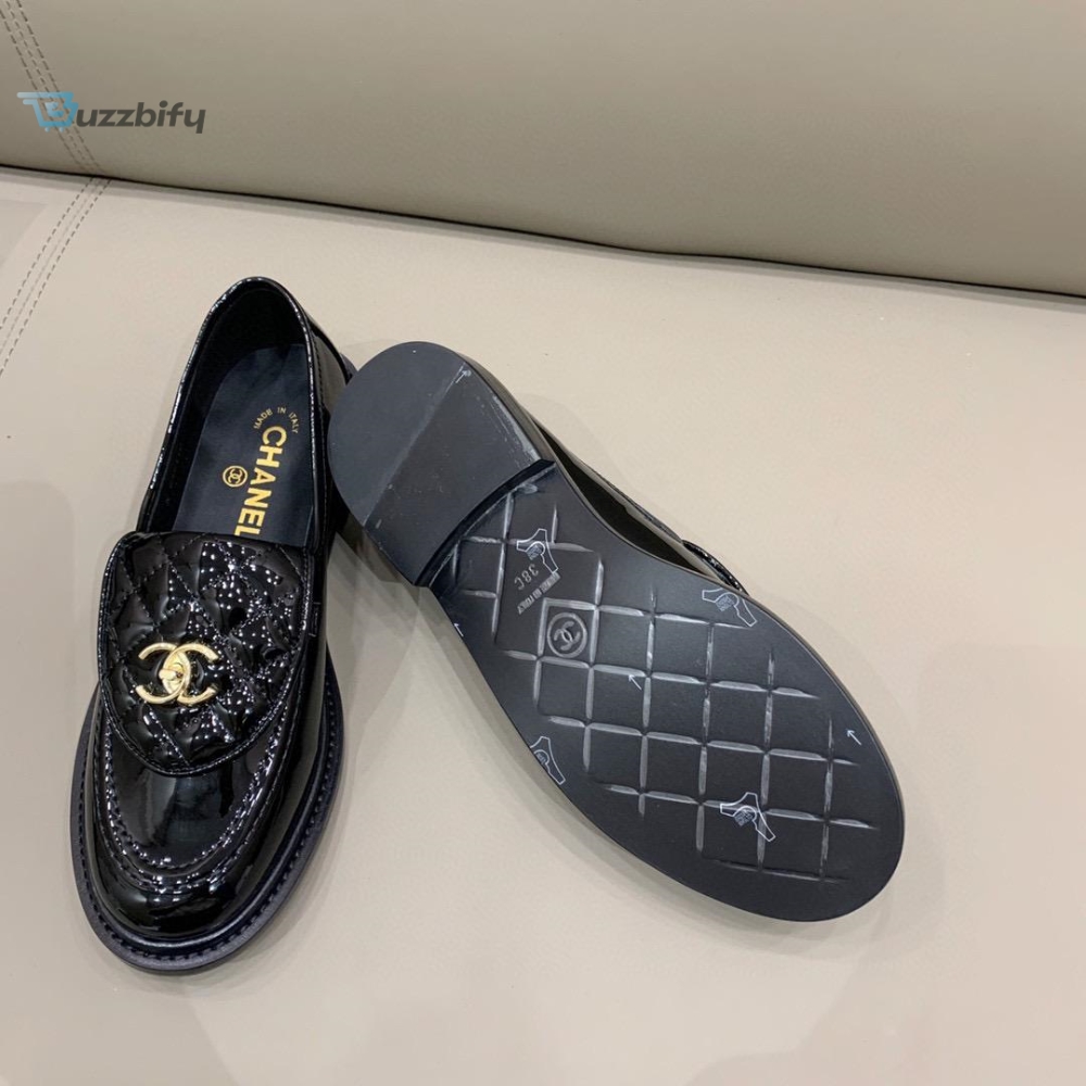 Chanel Loafers Shiny Black For Women Womens Shoes G36646