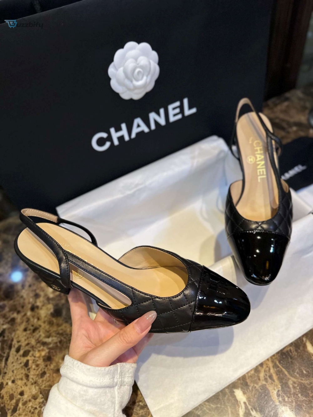 Chanel Patent Slingback Pumps Black For Women