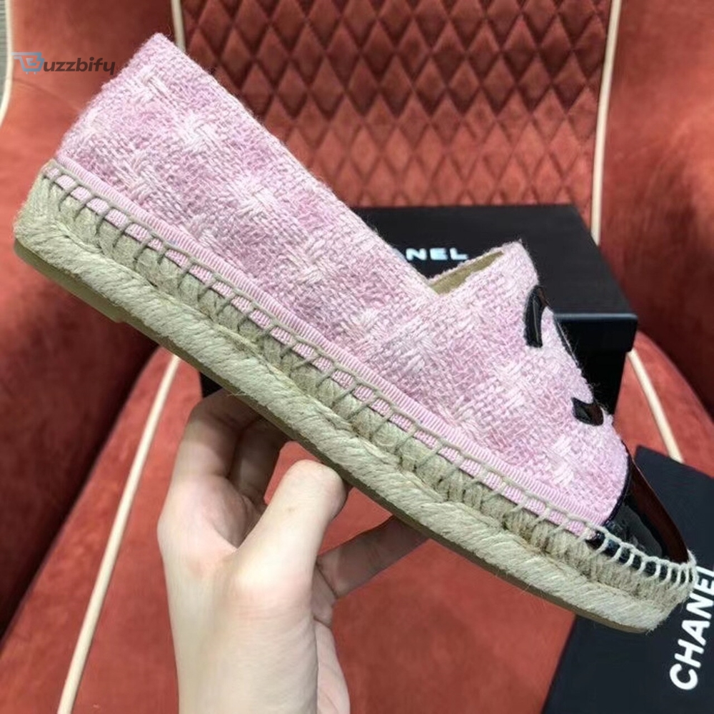 Chanel Patenttweed Espadrilles Pinkblack For Women Womens Shoes G39028 K4257