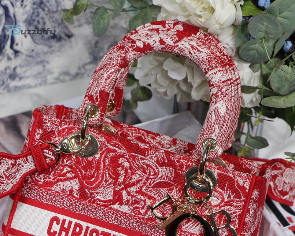 Christian Dior Medium Lady D-Lite Bag Red, For Women, Women�s Handbags 24cm/9.5in CD 