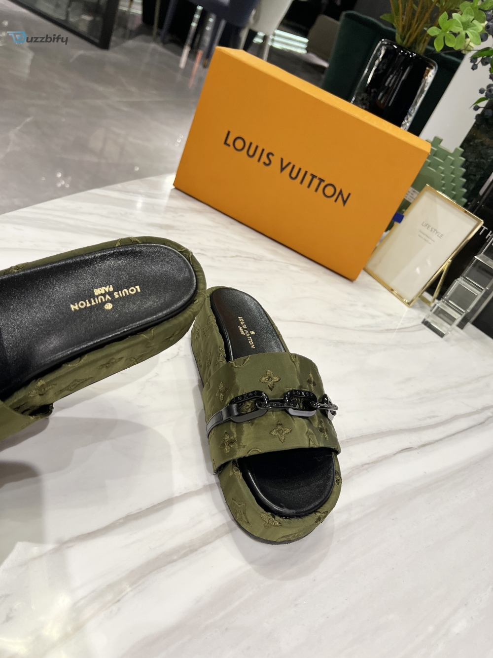 Louis Vuitton Jumbo Flatform Mule Green For Women Lv