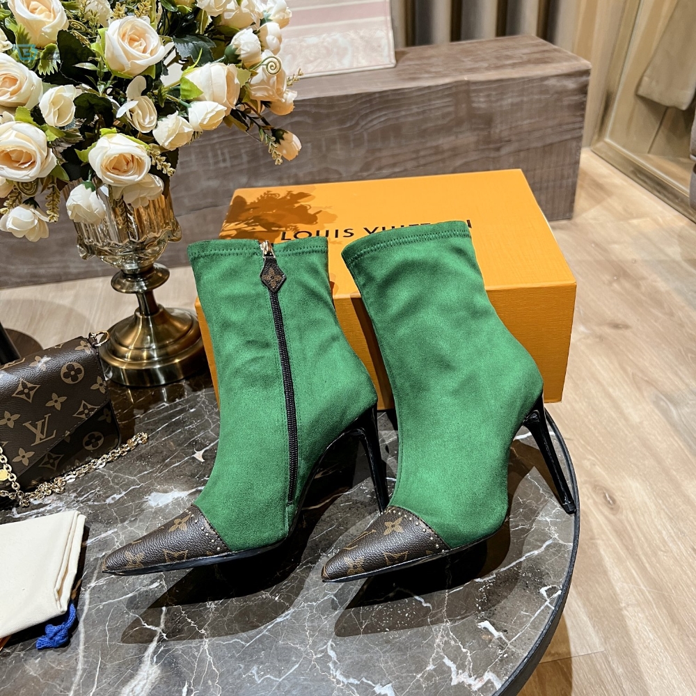 Louis Vuitton Womens Cherie Ankle Boots Green Women Lv