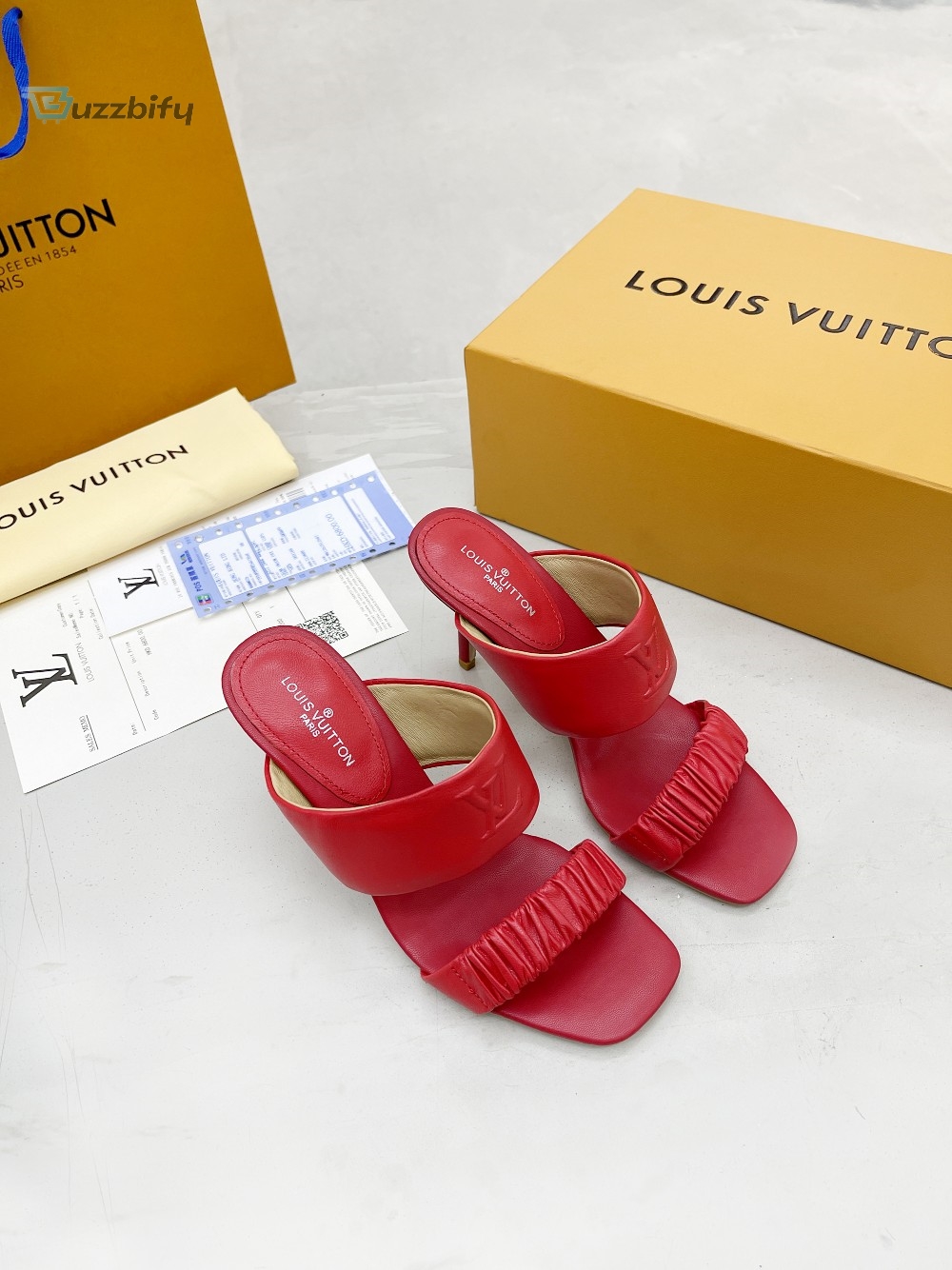 Louis Vuitton Womens Drapy Mule Red For Women Lv